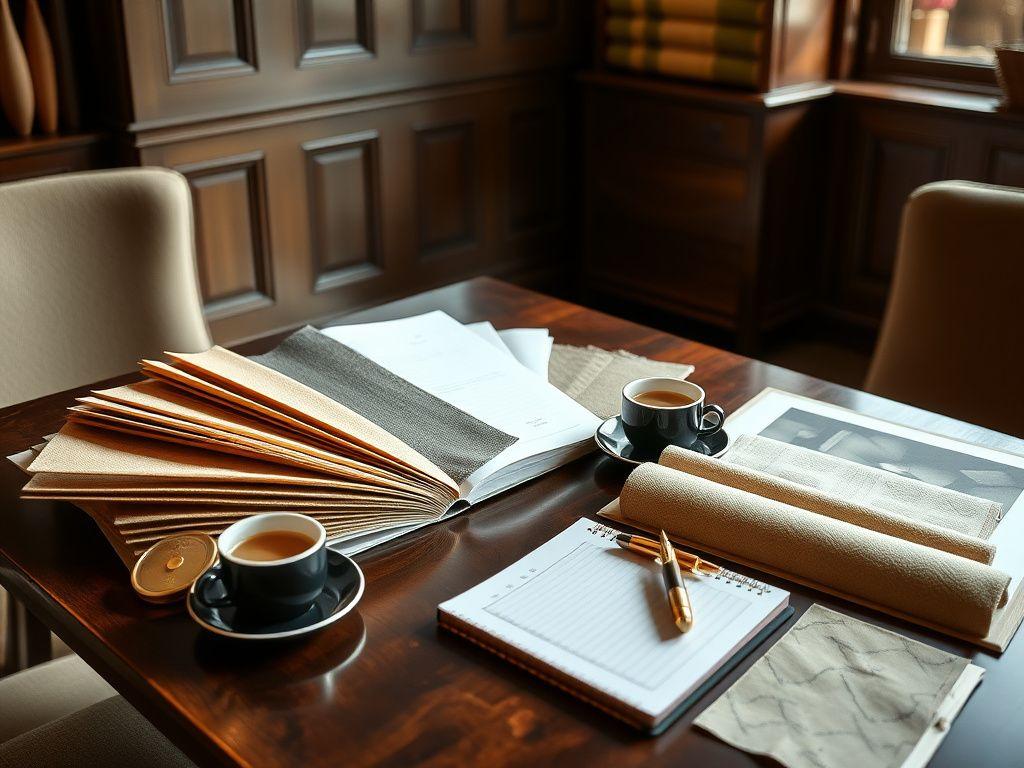 Cloth swatches on the consultation table