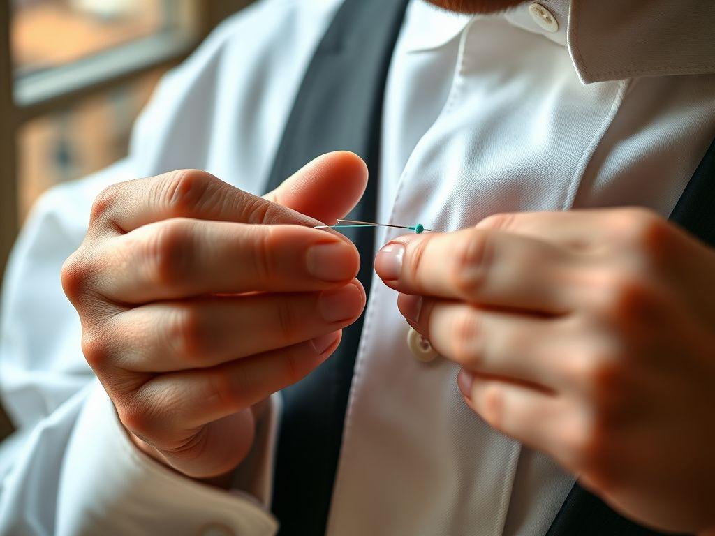 Hand-stitched bespoke shirt collar
