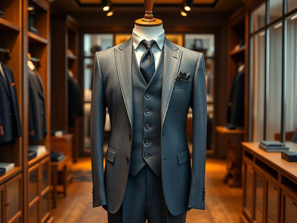 Bespoke three-piece charcoal suit