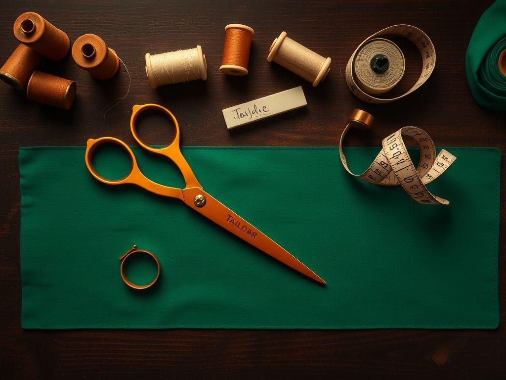 Brass shears, chalk and thread on the workbench